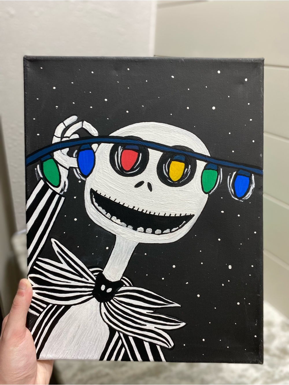 Hand-Crafted Skeleton Holiday Canvas Art - Picture 3 of 4